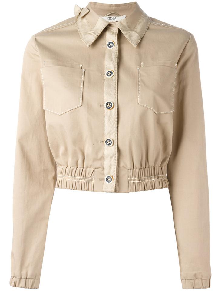 Prada Vintage Collared Jacket, Women's, Size: 38, Nude/neutrals
