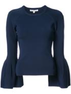 Jonathan Simkhai - Flared Sleeves Knitted Blouse - Women - Nylon/spandex/elastane/rayon - M, Blue, Nylon/spandex/elastane/rayon