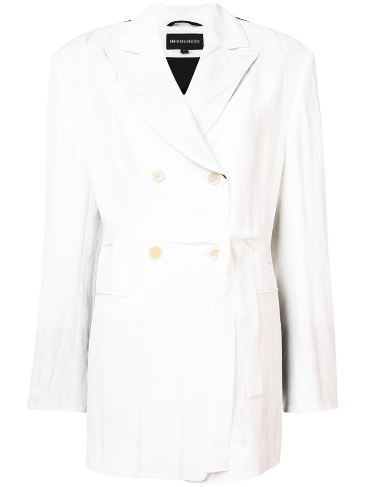 Ann Demeulemeester Tie Fastened Tux Jacket - White