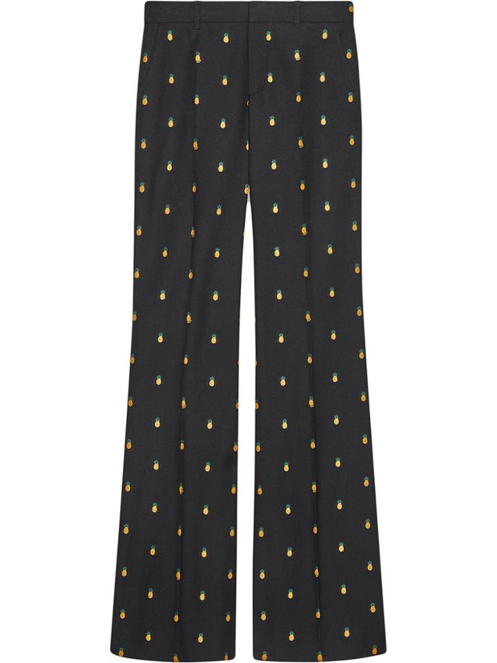 Gucci Pineapple Embroidered Trousers - Black