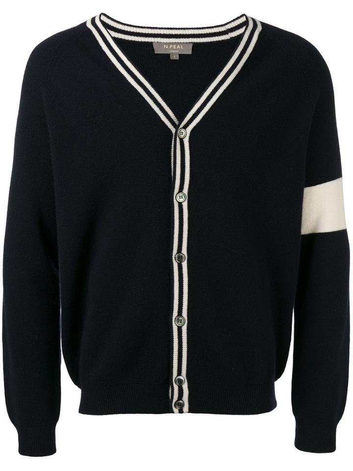 N.peal College Cardigan, Men's, Size: Large, Blue, Cashmere