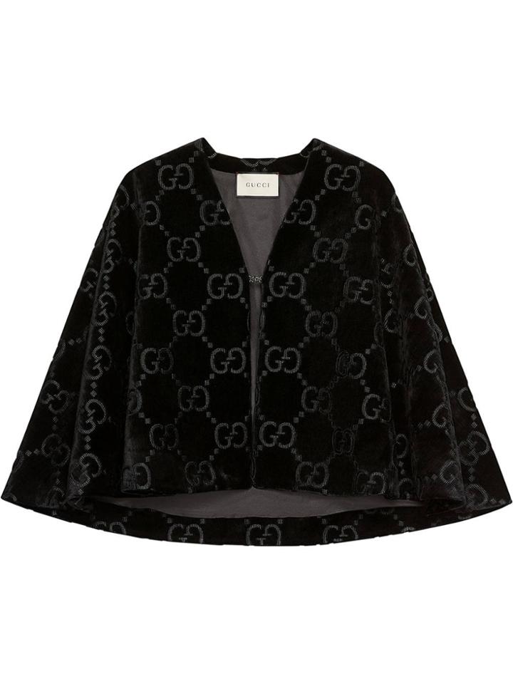 Gucci Gg Velvet Cape - Black