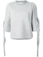 See By Chloé Slit Sleeves Sweatshirt, Women's, Size: Xs, Grey, Cotton