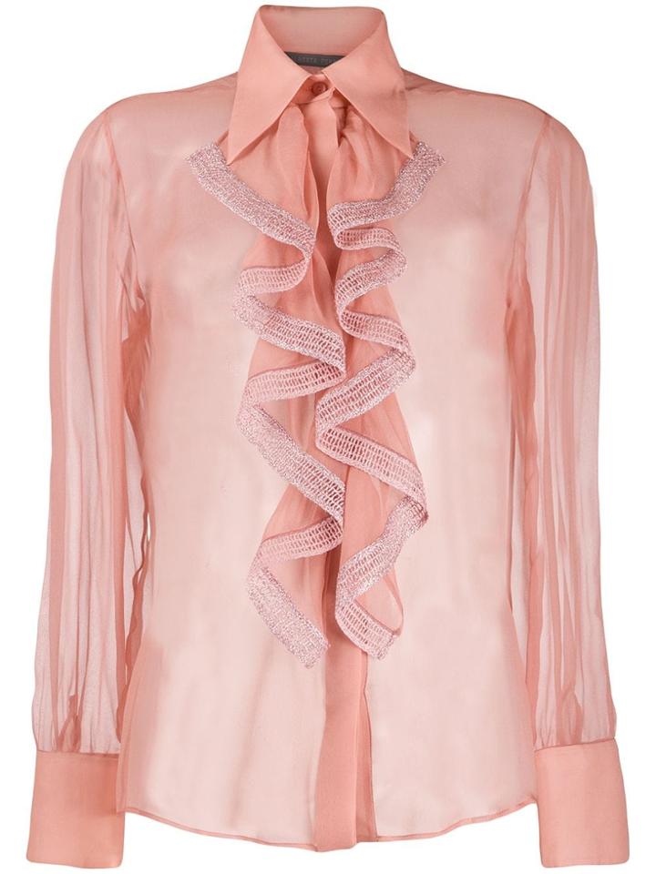 Alberta Ferretti Ruffled Neck Blouse - Pink