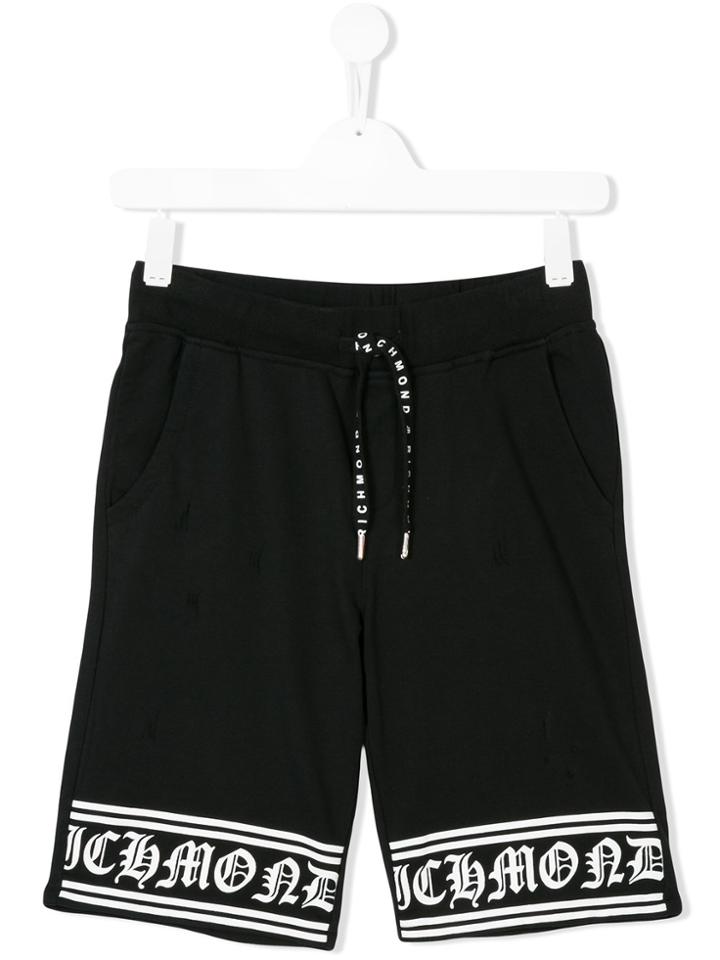John Richmond Kids Contrast Branded Shorts - Black