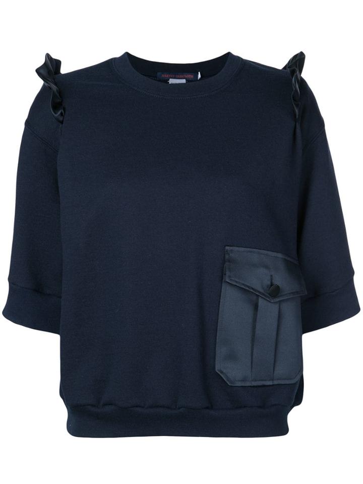 Harvey Faircloth Satin Pocket Knitted Top - Blue