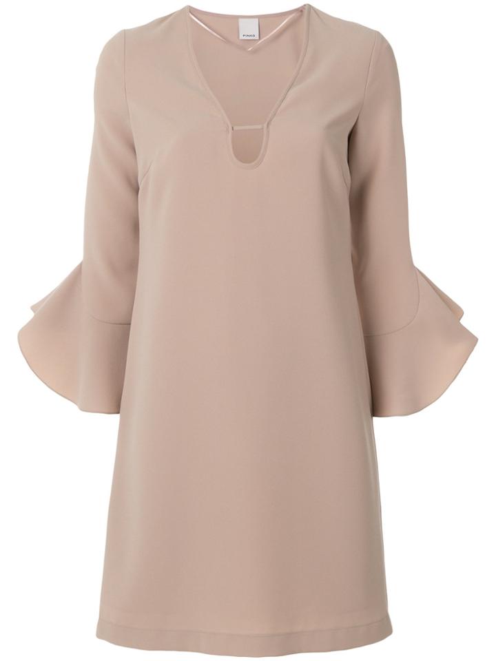 Pinko Trumpet Sleeve Mini Dress - Nude & Neutrals