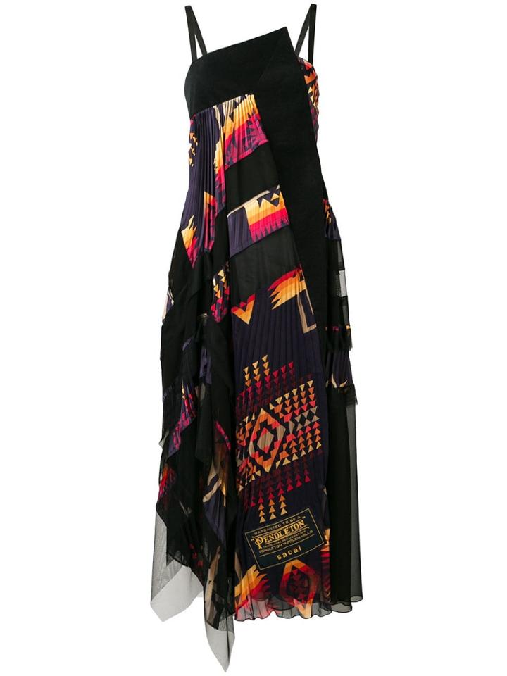 Sacai Pendleton Maxi Dress - Black