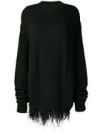 Maison Margiela Oversized Feather Trim Sweater - Black