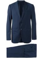 Armani Collezioni Flap Pockets Formal Suit, Men's, Size: 46, Blue, Acetate/viscose/virgin Wool