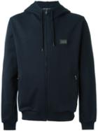 Dolce & Gabbana Zip Hoodie, Men's, Size: 52, Blue, Cotton/calf Leather/brass