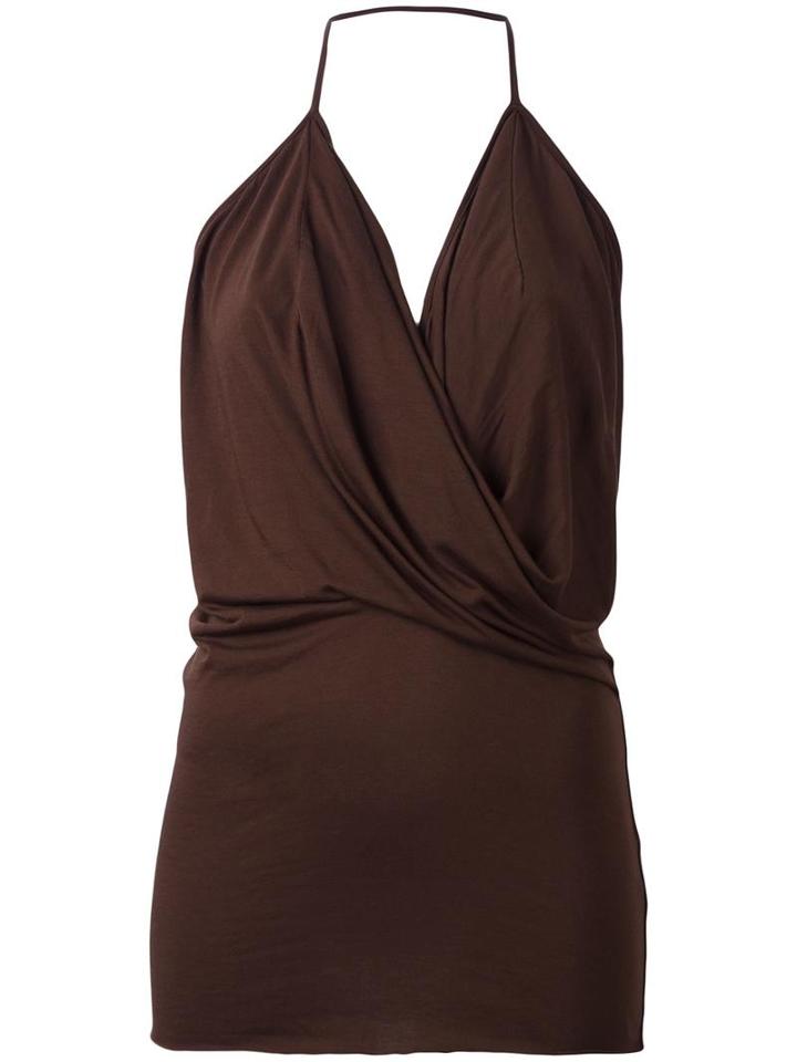 Rick Owens Lilies Draped Halter Top, Women's, Size: 40, Brown, Cotton/polyamide/viscose