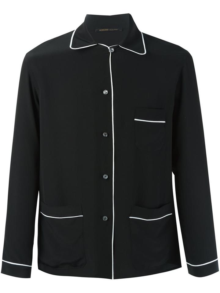 Agnona Pijama Shirt, Women's, Size: 44, Black, Silk