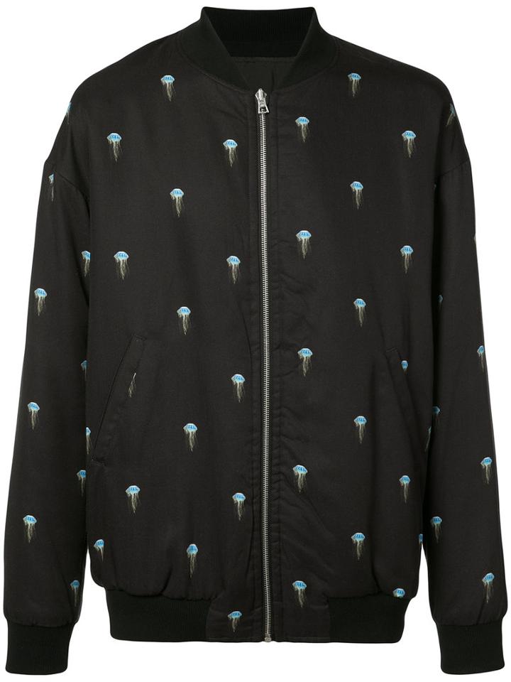 John Elliott - Jellyfish Print Bomber Jacket - Men - Silk/cotton/viscose/tencel - L, Black, Silk/cotton/viscose/tencel