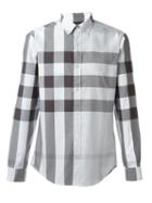 Burberry Brit Checked Shirt, Men's, Size: S, Grey, Cotton