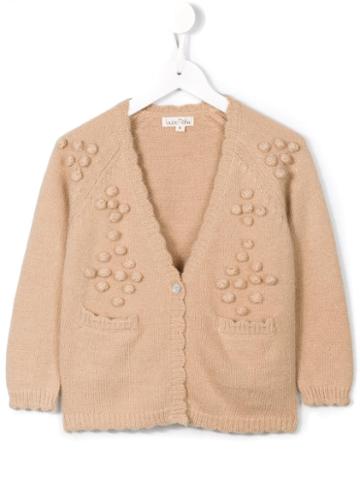 Louise Misha 'marcel' Bobble Knit Cardigan, Girl's, Size: 8 Yrs, Nude/neutrals