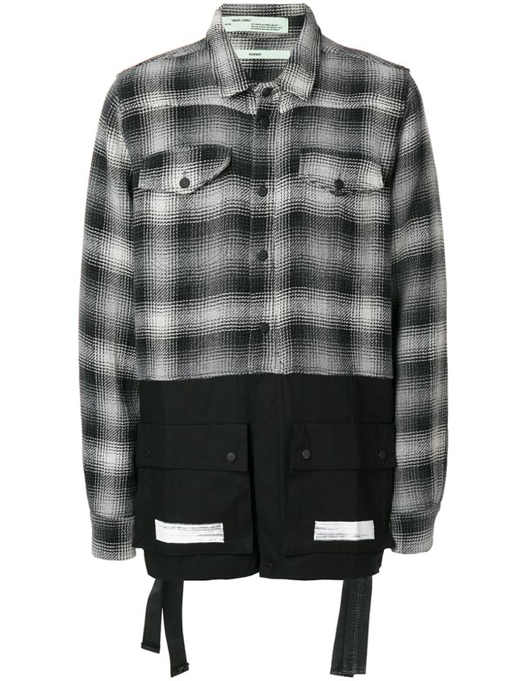 Off-white Plaid Panelled Shirt - Grey