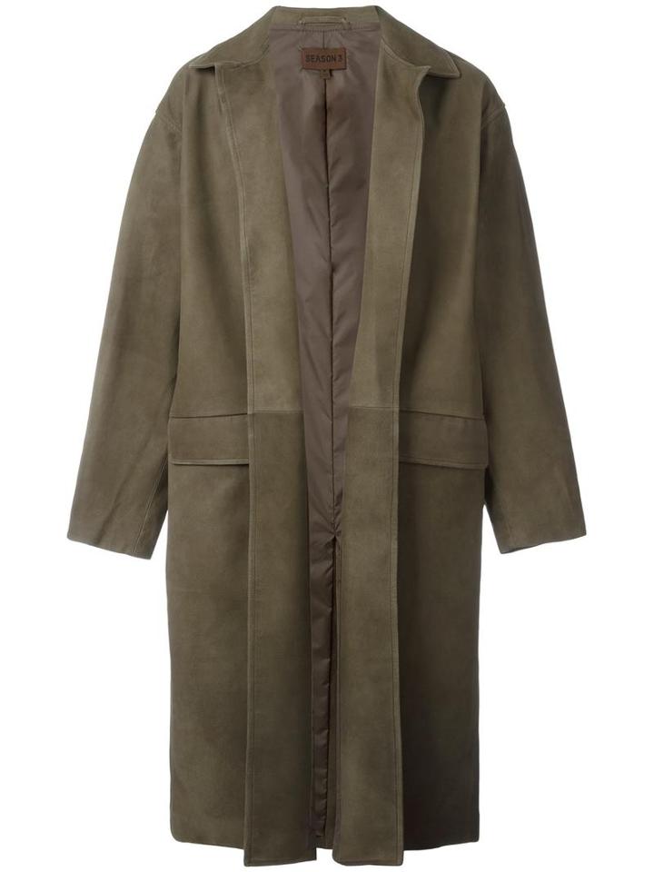 Yeezy Front Pockets Coat, Men's, Size: Small, Green, Lamb Skin/polyester