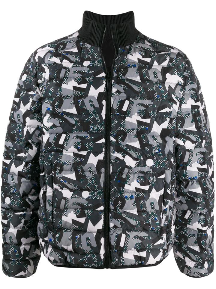 Dirk Bikkembergs Abstract Print Padded Jacket - Grey