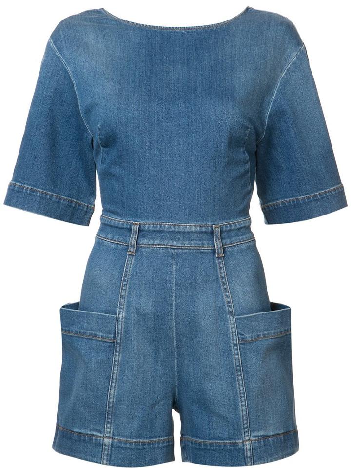 Stella Mccartney Annie Romper, Women's, Size: 38, Blue, Cotton/spandex/elastane