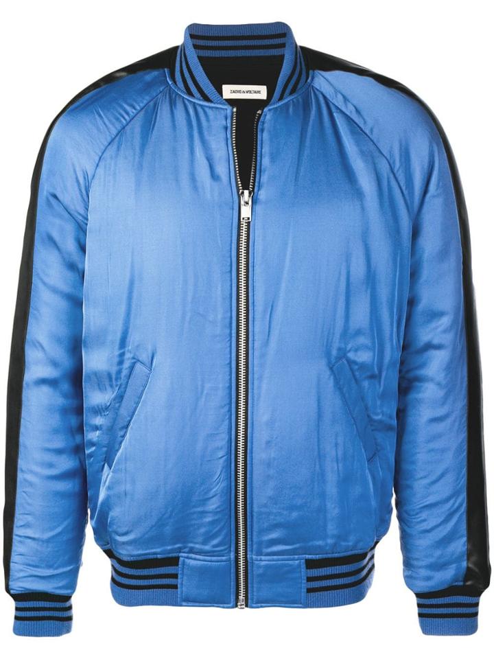 Zadig & Voltaire Brady Satin Bomber Jacket - Blue