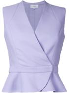 Carven - Wrap Detail Sleeveless Shirt - Women - Polyester - 40, Pink/purple, Polyester