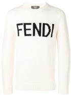 Fendi Logo Intarsia Sweater - White