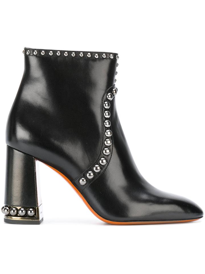 Santoni Studded Ankle Boots - Black