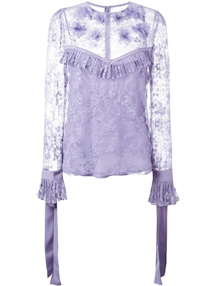 Elie Saab Lace Blouse, Women's, Size: 38, Pink/purple, Silk/polyester/nylon