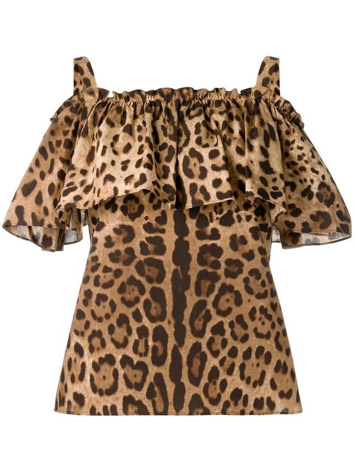 Dolce & Gabbana Leopard Print Top, Women's, Size: 42, Nude/neutrals, Cotton
