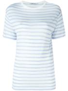 T By Alexander Wang Striped T-shirt, Women's, Size: L, White, Linen/flax/rayon