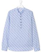 Dondup Kids Crab Print Long Sleeve Shirt - Blue