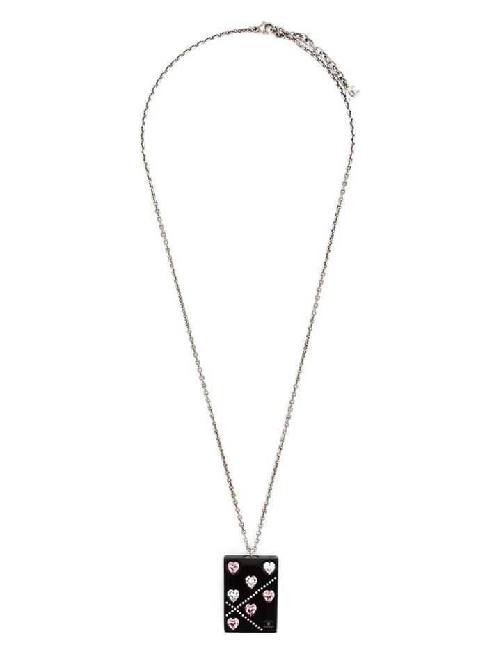 Chanel Vintage Domino Pendant Necklace, Women's, Black