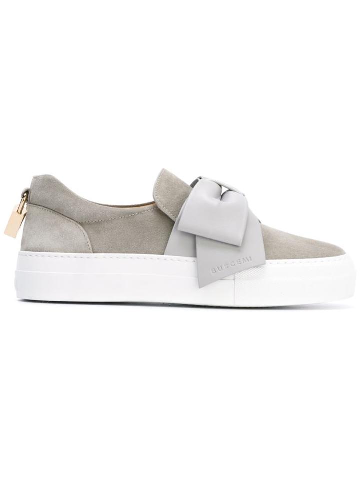 Buscemi Bow Detail Slip-on Sneakers, Women's, Size: 6, Grey, Suede/leather/rubber