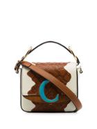 Chloé C Logo Embossed Patchwork Shoulder Bag - Neutrals