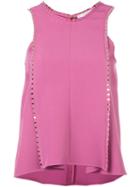 Versace Collection Ruffled Sleeveless Blouse, Women's, Size: 42, Pink/purple, Polyester/spandex/elastane/viscose
