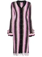 Marco De Vincenzo Stripe Button Down Dress - Pink & Purple