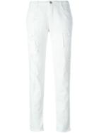Ermanno Scervino Distressed Skinny Trousers, Women's, Size: 40, White, Cotton/spandex/elastane/polyamide/cotton