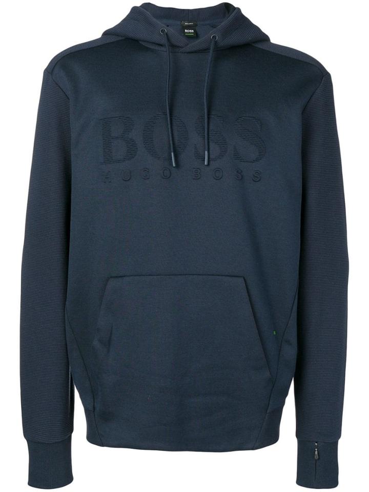 Boss Hugo Boss Logo Drawstring Hoodie - Blue