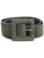 Orciani Large Buckle Belt, Women's, Size: 85, Green, Leather/brass