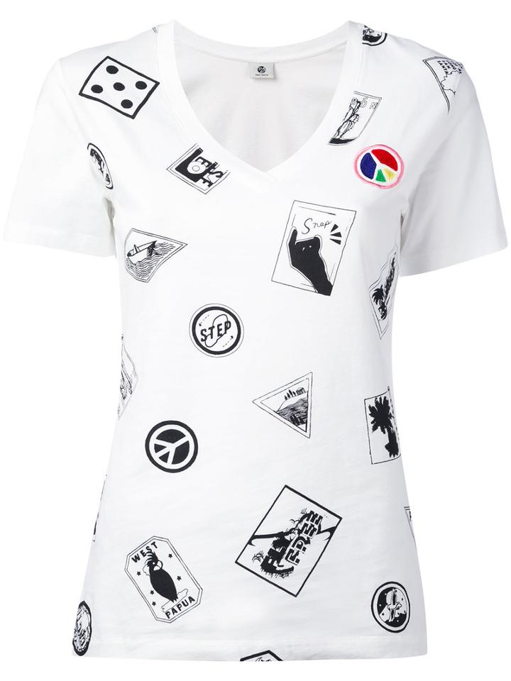 Ps By Paul Smith - V-neck T-shirt - Women - Cotton - L, White, Cotton