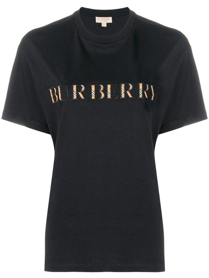 Burberry Check Logo T-shirt - Black