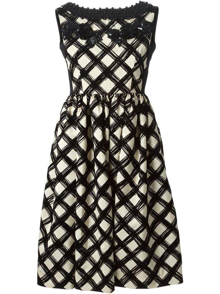 Antonio Marras Embellished Brush Stroke Print Dress, Women's, Size: 44, Black, Polyester/polyamide/spandex/elastane/cotton