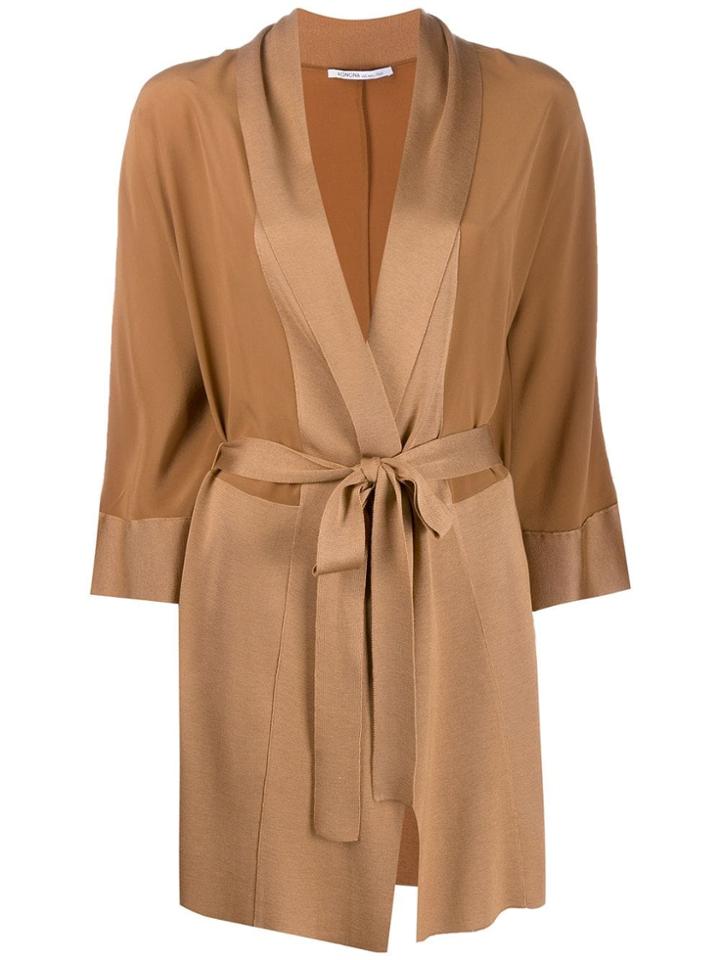 Agnona Wrap Midi Coat - Brown