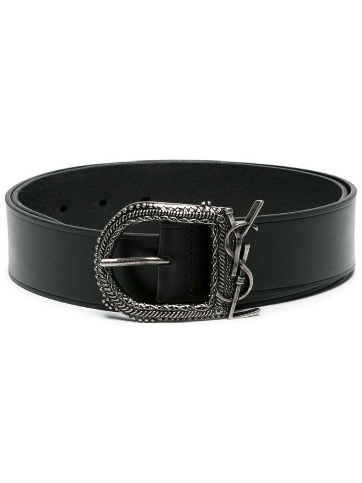 Saint Laurent Black Belt With Western Style Buckle