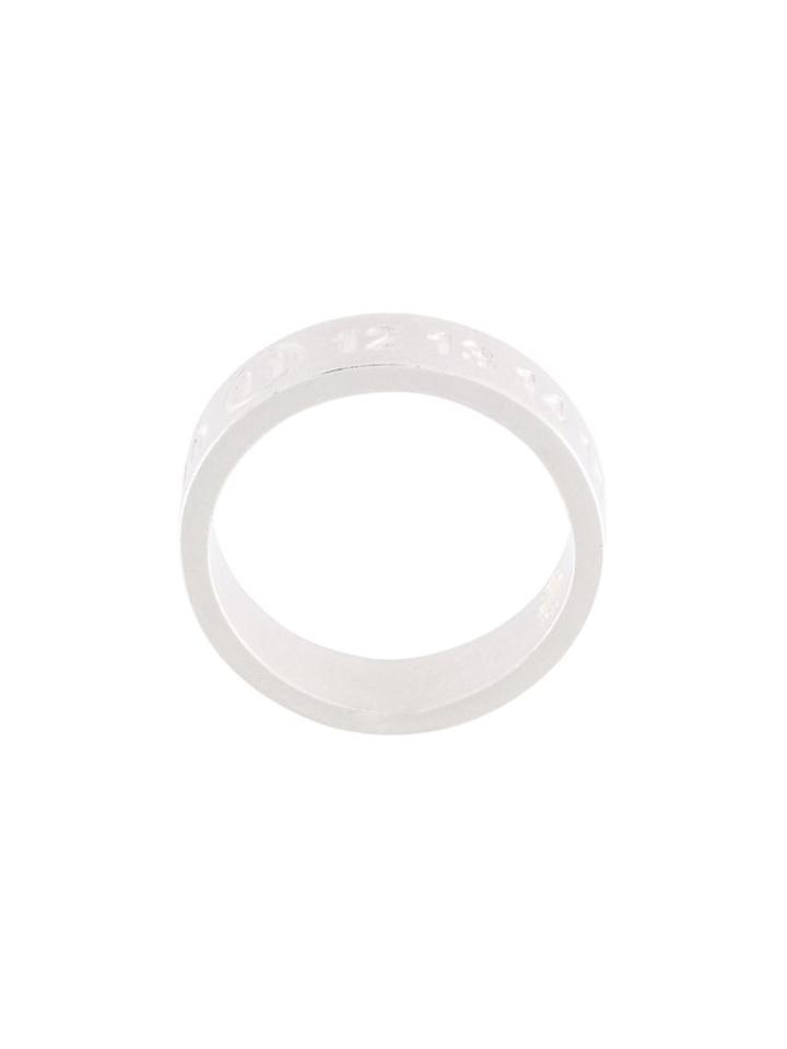 Maison Margiela Logo Embossed Ring, Adult Unisex, Size: S, Metallic, Silver