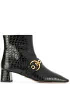 Prada Pointed Buckle Boots - Black