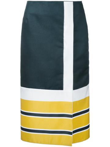 Gwen Salakaia - Striped Skirt - Women - Polyester - 2, Green, Polyester