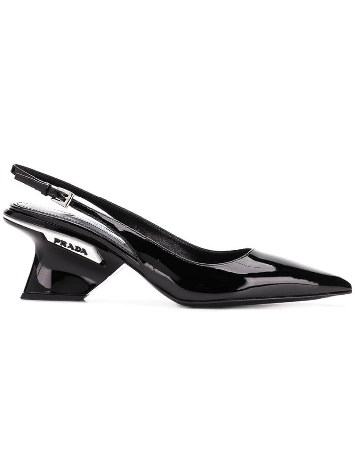 Prada Logo Slingback Pumps - Black