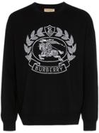 Burberry Embroidered Logo Crest Jumper - Black